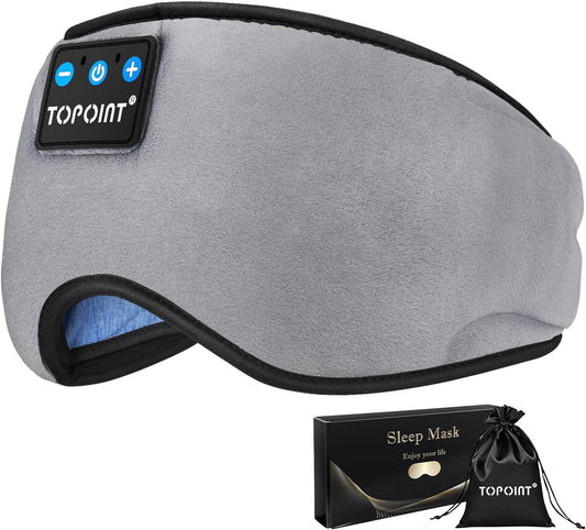 Bluetooth Sleep Eye Mask Wireless Headphones, Sleeping Eye Cover Travel Music Headsets with Microphone Handsfree, Sleep Headphones for Side Sleepers Men Women