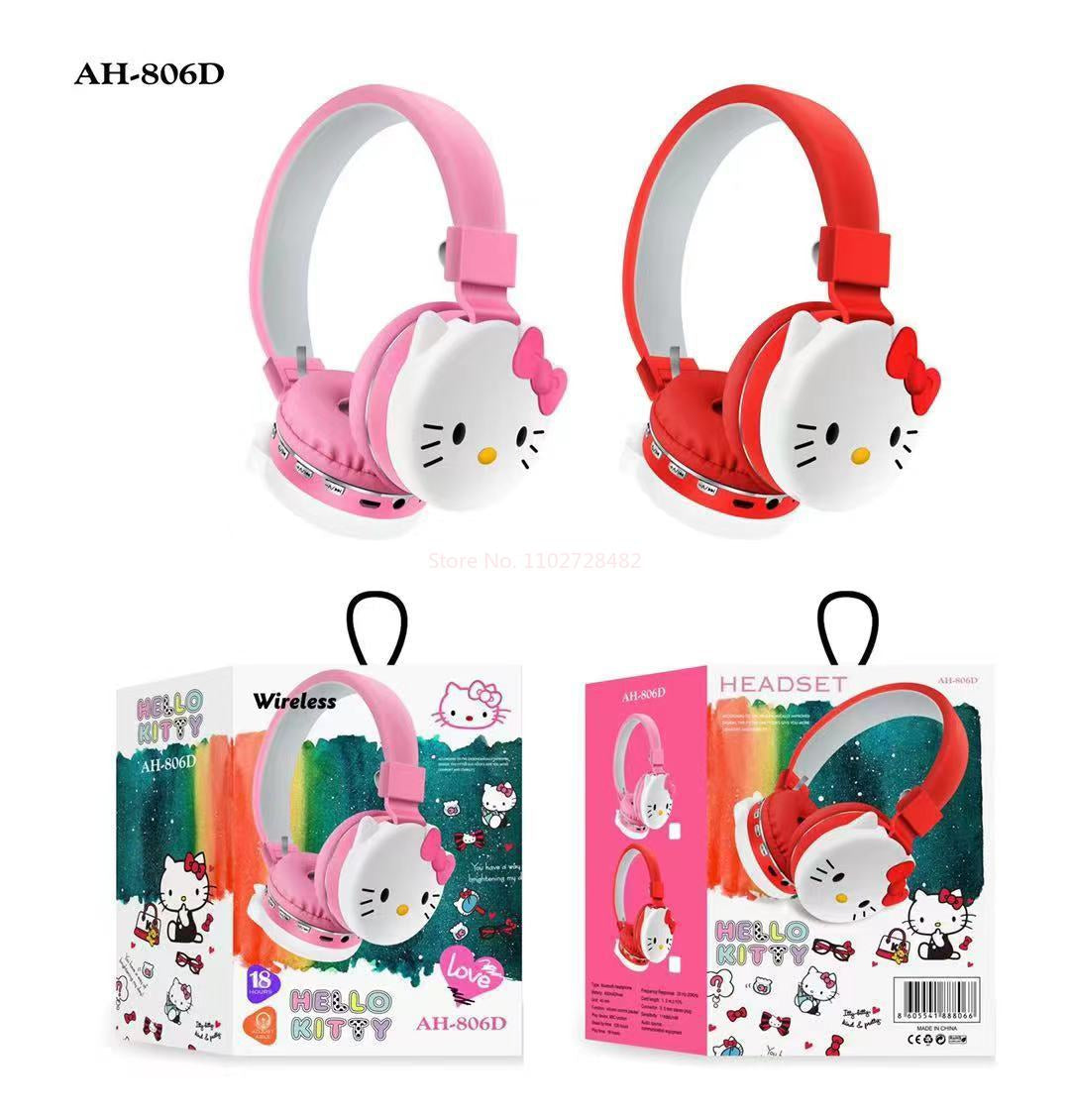 Hello Kitty Cute Bluetooth Headphone Wireless Headsets Anime Cartoon Stereo Headset Earphone with Mic Fashion Hottie Y2K Gifts