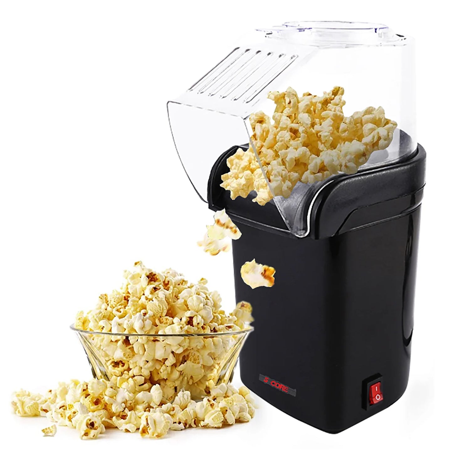 5 Core Hot Air Popcorn Machine 16 Cup Capacity • Electric Oil-Free Kernel Popper Bpa-Free Food Safe