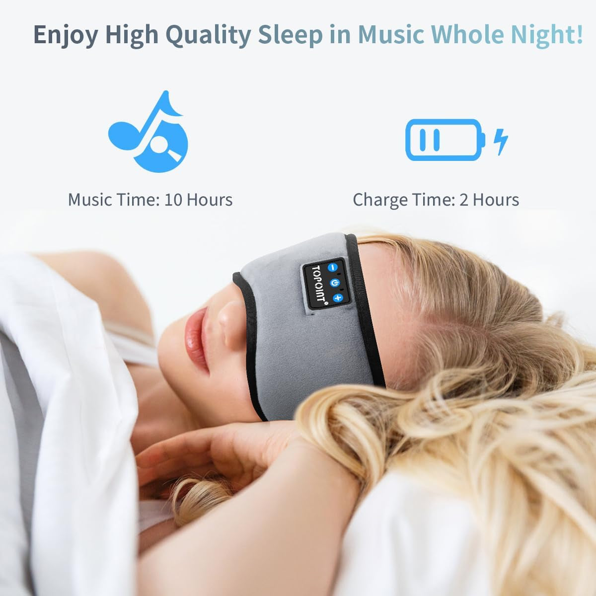 Bluetooth Sleep Eye Mask Wireless Headphones, Sleeping Eye Cover Travel Music Headsets with Microphone Handsfree, Sleep Headphones for Side Sleepers Men Women