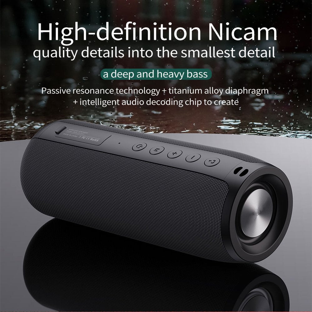 Waterproof Bluetooth Speaker Portable Wireless Speaker with Loud Stereo Sound, Black